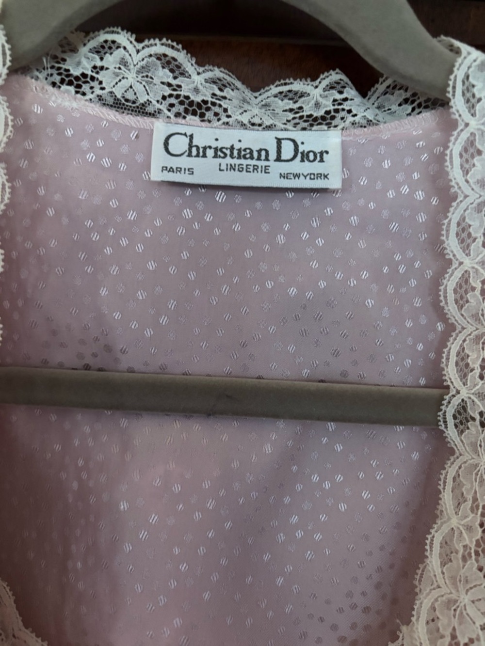 Gorgeous Christian Dior Vintage Matching Nightgown & Robe Set w/Cream Lace Trim - Picture 5 of 12